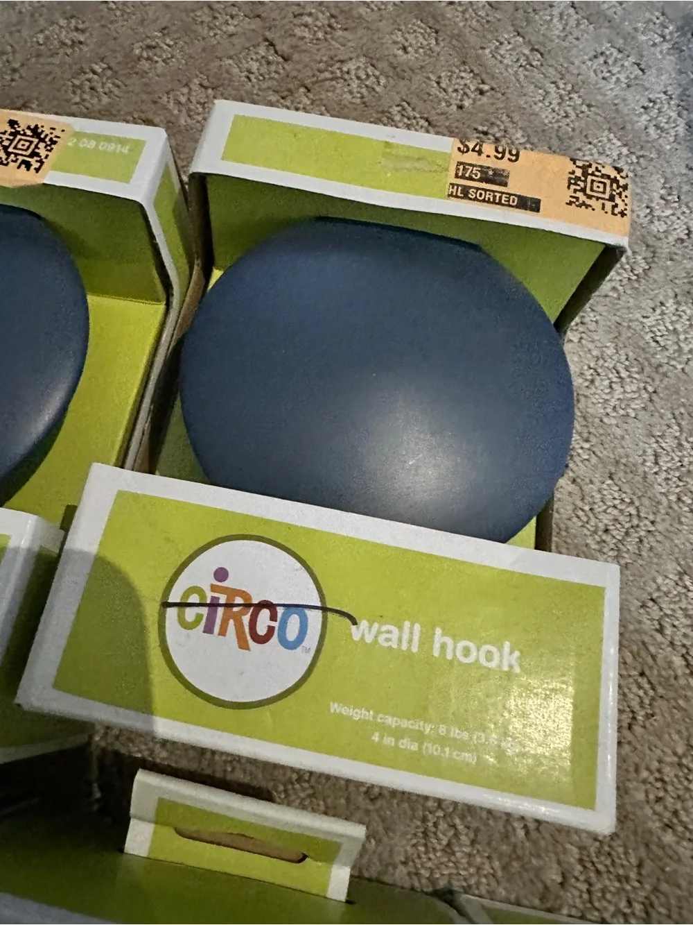 Circo Mint and Gray Wall Hooks Set - Modern Round Design